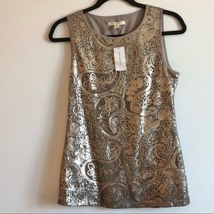 BANANA REPUBLIC TAUPE SLEEVELESS SEQUINS TOP